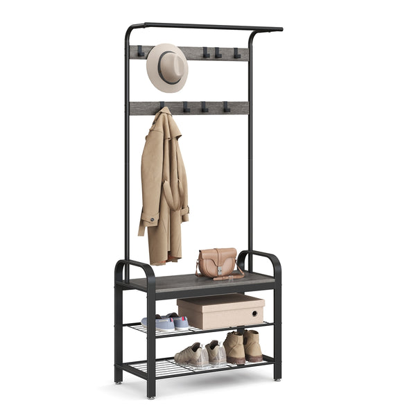 VASAGLE Vintage Coat Rack with Metal Frame UHSR040B04