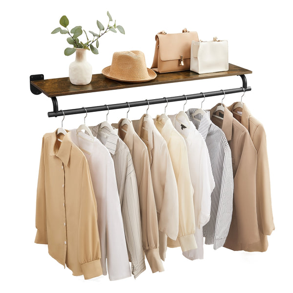 SONGMICS Wall Mounted Clothing Rack, with Hanging Rod UHSR135B01