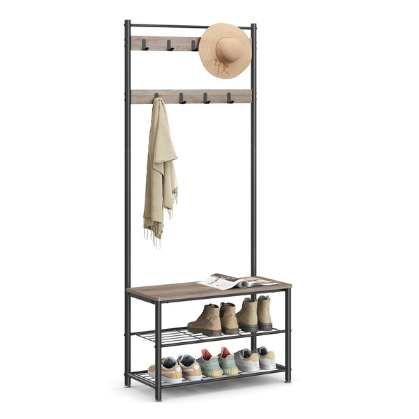 VASAGLE Coat Rack with Shoe Bench UHSR41MB