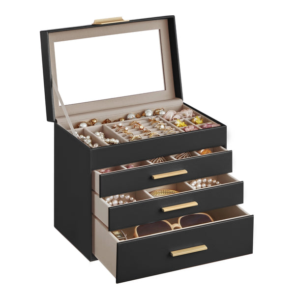 SONGMICS GISELLA Collection - Jewelry Box with Glass Lid for Sunglasses and Big Jewelry UJBC161B02