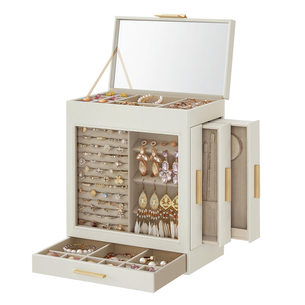 SONGMICS Jewelry Box with Glass Window UJBC162W01