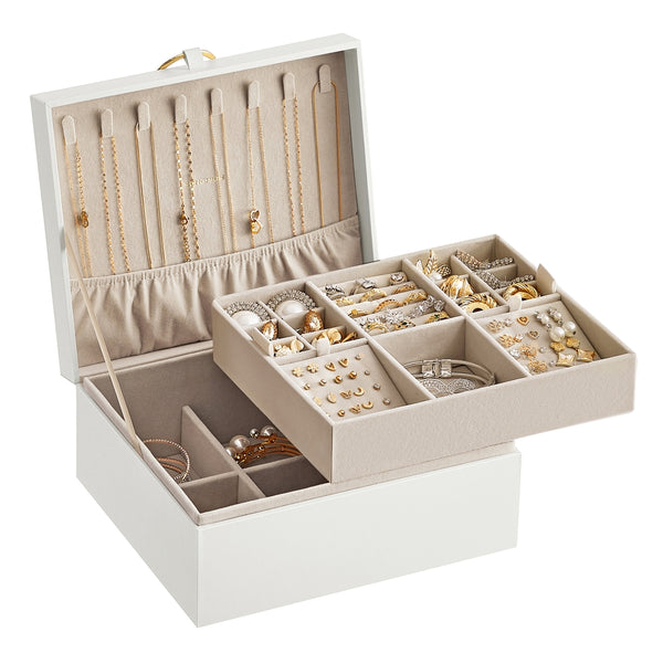 SONGMICS 2-Layer Jewelry Box with Handle UJBC165W01
