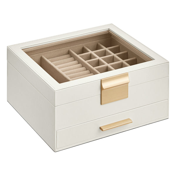SONGMICS GISELLA Collection - Jewelry Box with Glass Lid for Big and Small Jewelry UJBC174W01