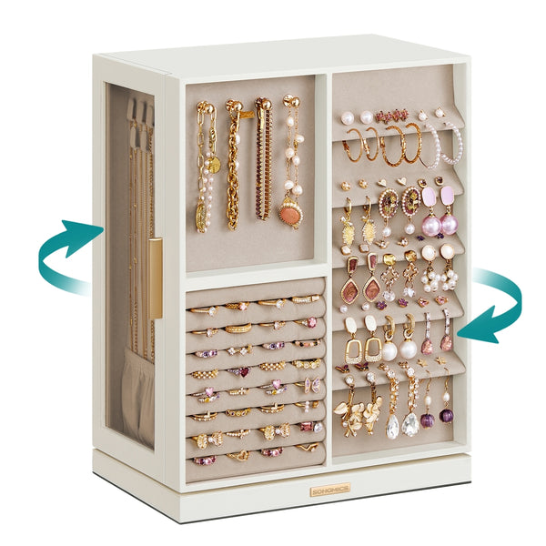 SONGMICS Jewelry Box 360° Rotating UJBC201W01