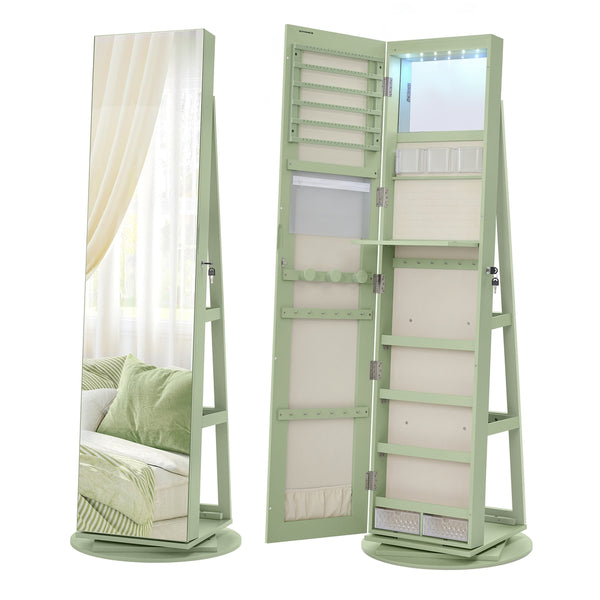 SONGMICS 6 LEDs Lockable Mirror Jewelry Cabinet UJJC007C01