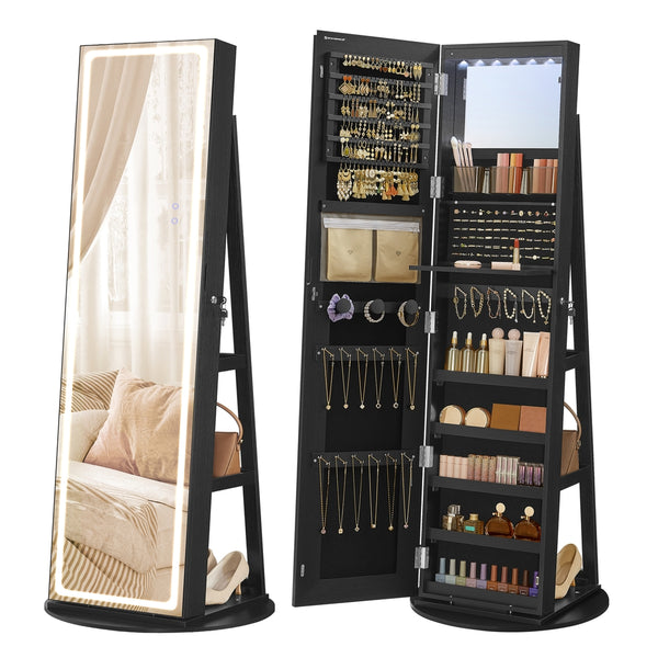 SONGMICS LED Mirror Jewelry Cabinet Standing UJJC008B01