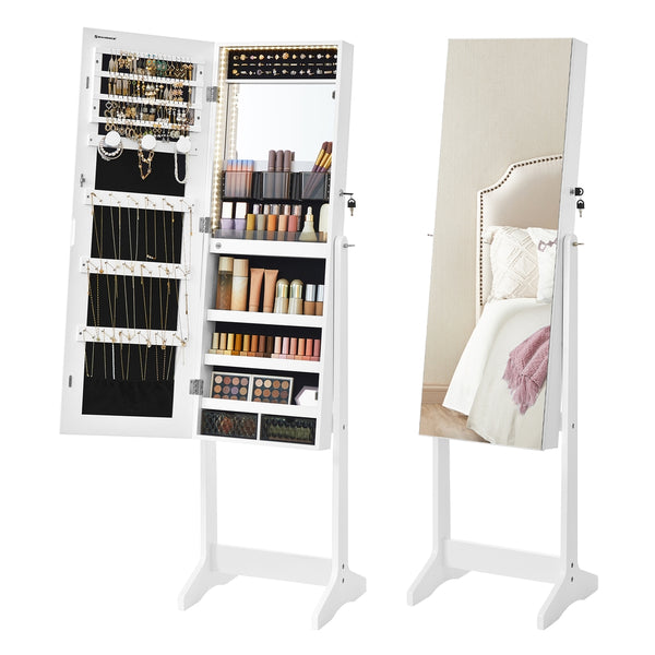 SONGMICS Mirror Jewelry Cabinet with LED Lights UJJC023W01