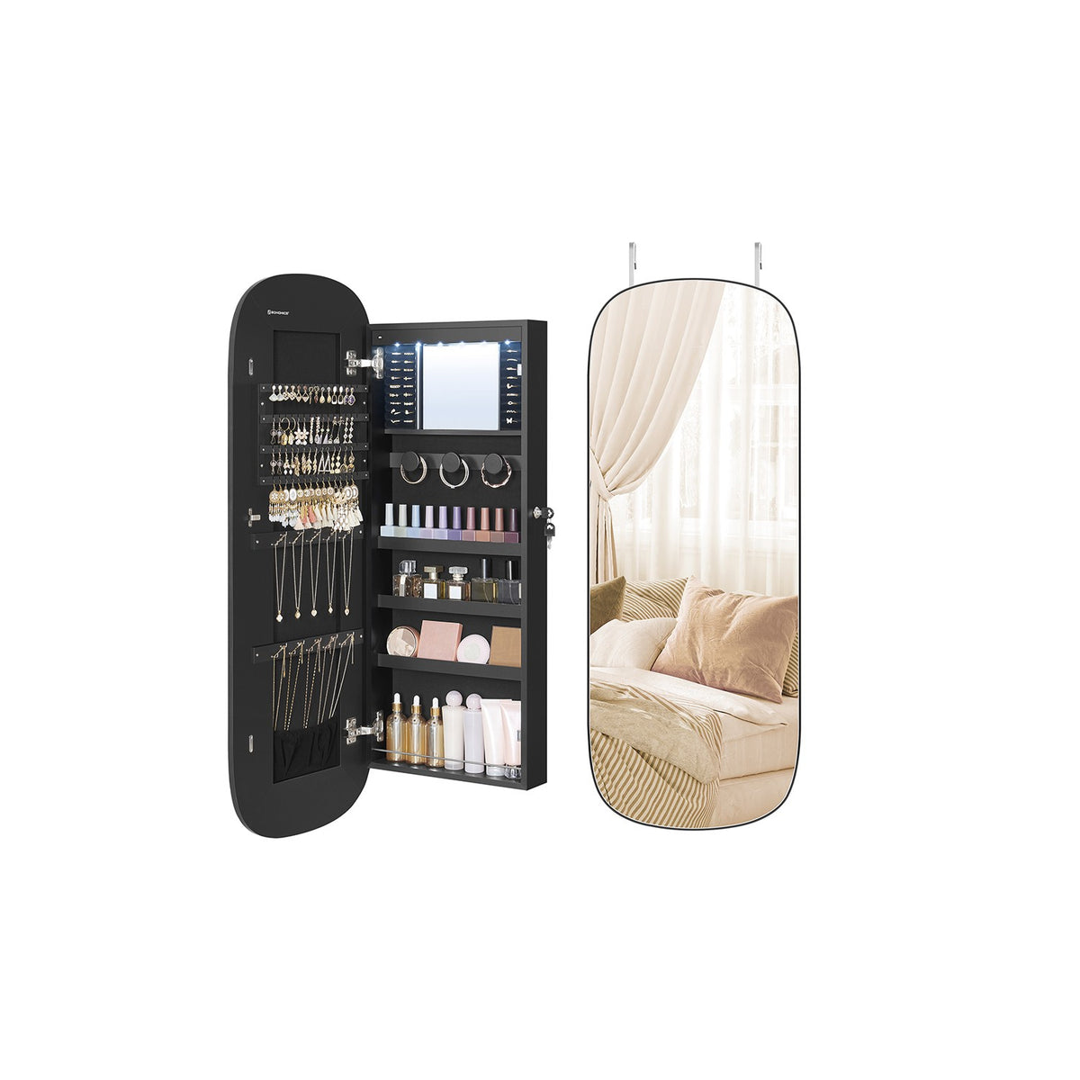 SONGMICS Wal-Mounted Jewelry Organizer with Mirror SONGMICS HOME