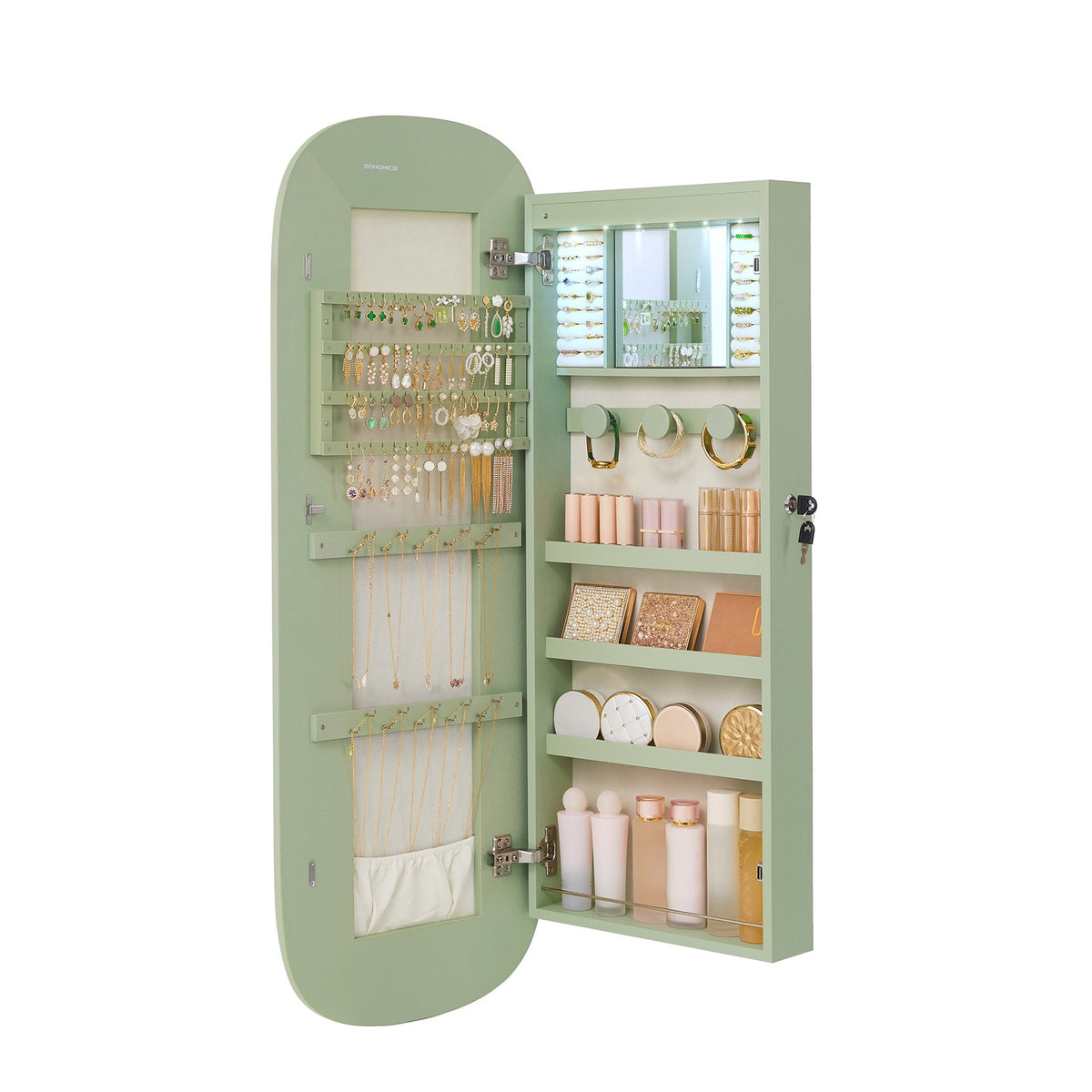 SONGMICS Wal-Mounted Jewelry Organizer with Mirror SONGMICS HOME