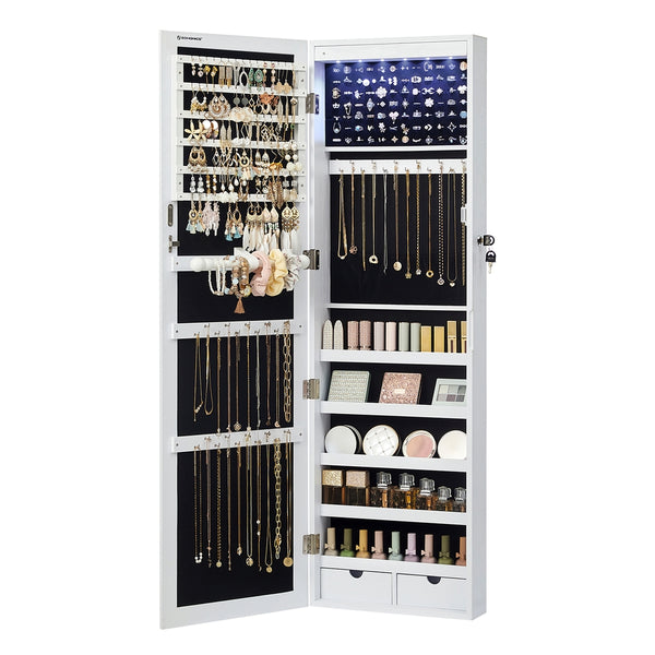 SONGMICS 47.2"H White Hanging Jewelry Armoire UJJC93W