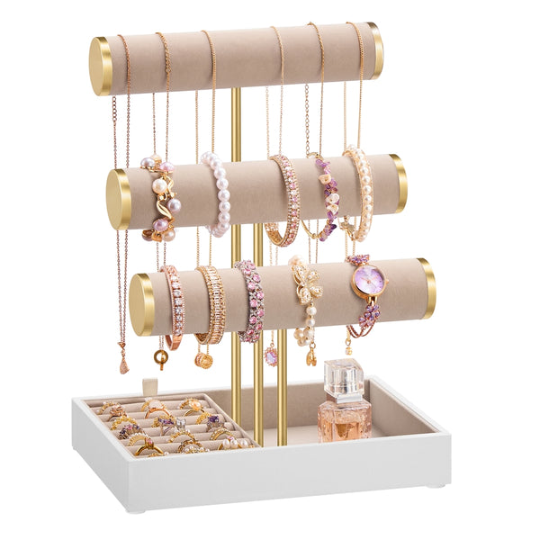 SONGMICS Jewelry stand with velvet tray and removable ring holder UJJS027A01