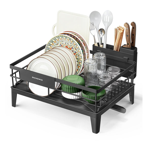SONGMICS Dish drying rack with drainboard and rotatable spout UKCS550B01