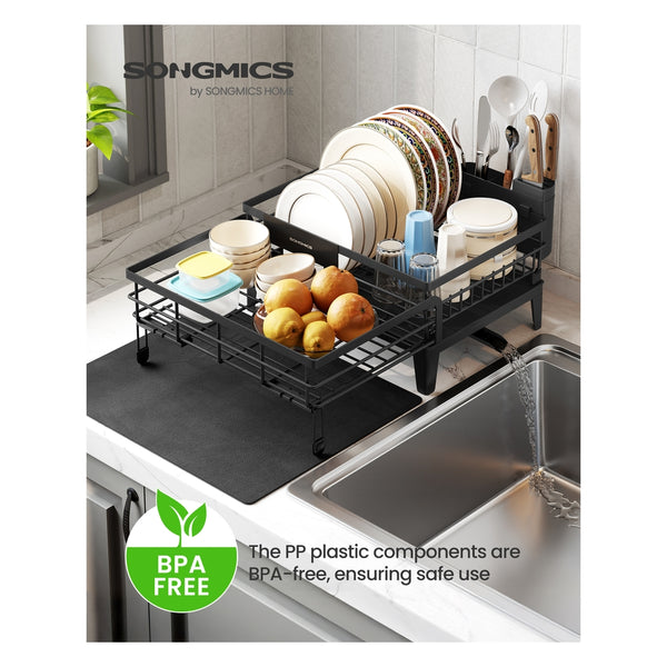 SONGMICS Dish Kitchen Dish Rack with Drainboard UKCS552B01