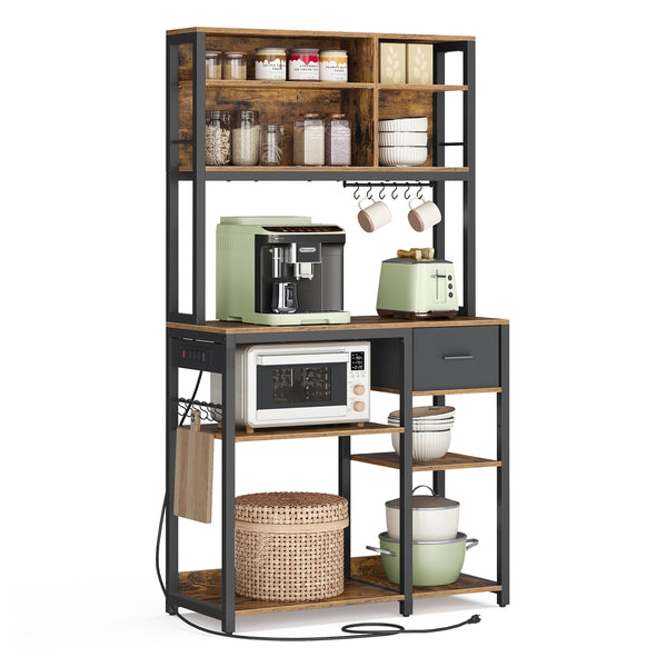 VASAGLE Bakers Rack with Charging Station UKKS015K01