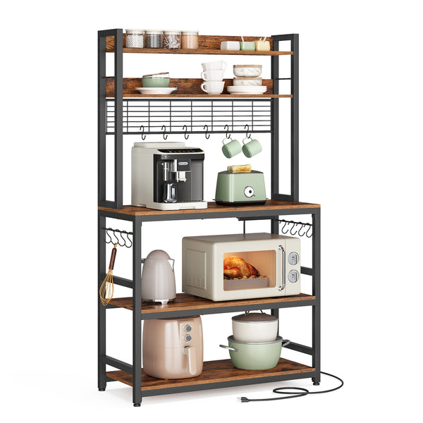 VASAGLE Hutch Bakers Rack with Power Outlet UKKS025B01