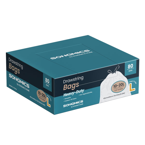 SONGMICS Heavy-Duty Garbage Bags with Drawstrings UKRB021A02
