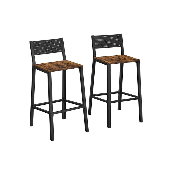 VASAGLE Bar Stools Set, 28.5" Seat Height, Rustic Brown ULBC070B01