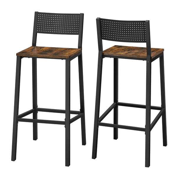 VASAGLE Bar Stools Set, 28.5" Seat Height, Rustic Brown ULBC070B01