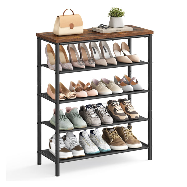 VASAGLE Shoe Storage Rack with 4 Fabric Shelves ULBS036B01