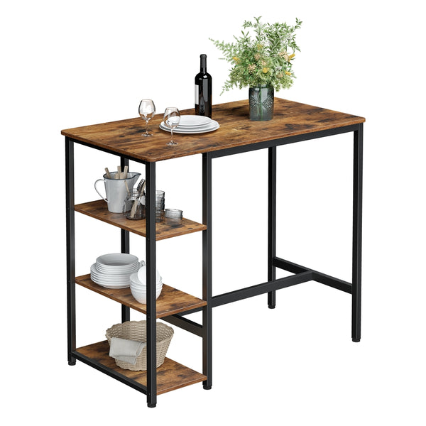 VASAGLE Industrial Bar Table with Storage Shelves ULBT11X