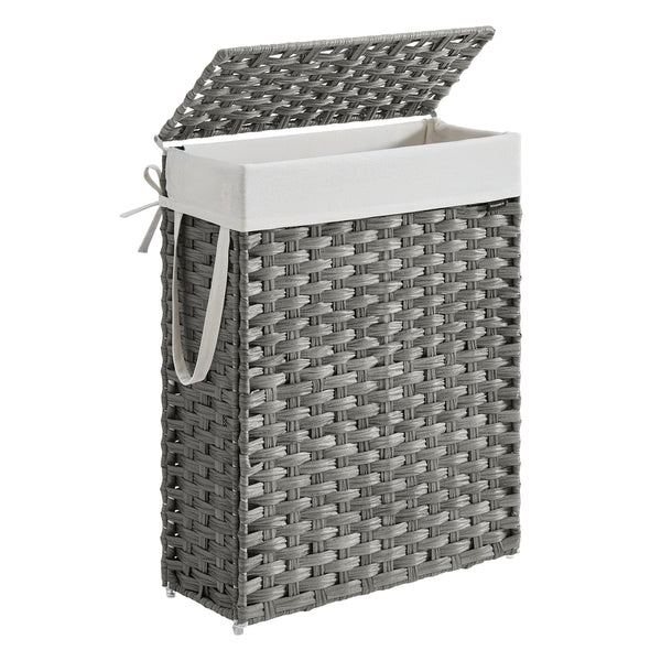 VASAGLE Slim Laundry Hamper with Lid and Handles ULCB164G01