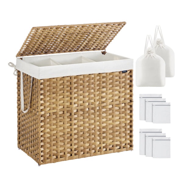 VASAGLE Wicker Laundry Hamper with Lid ULCB316Y01