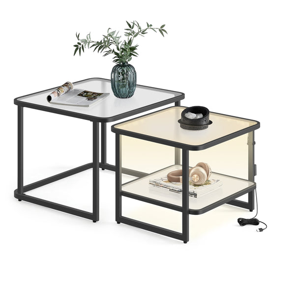 VASAGLE Modern Square Side Tables with Bottom Shelf ULCT246B01