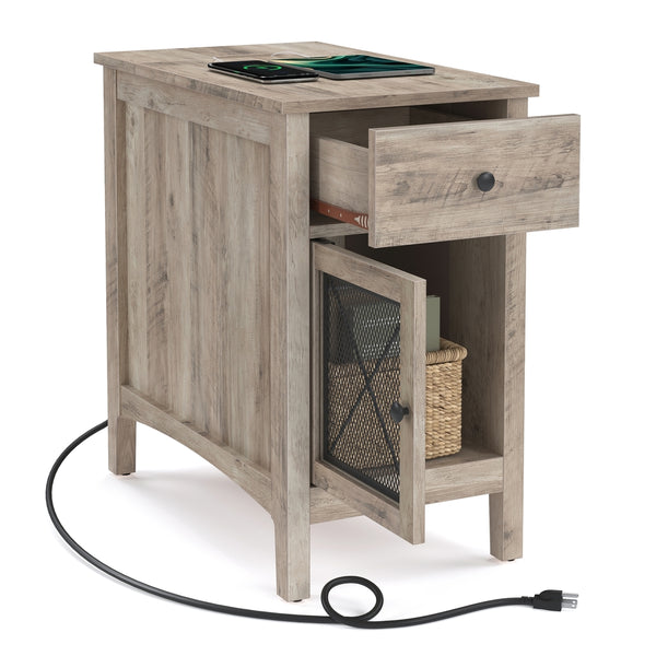 VASAGLE Side Table with USB Ports and Outlets ULET312T02