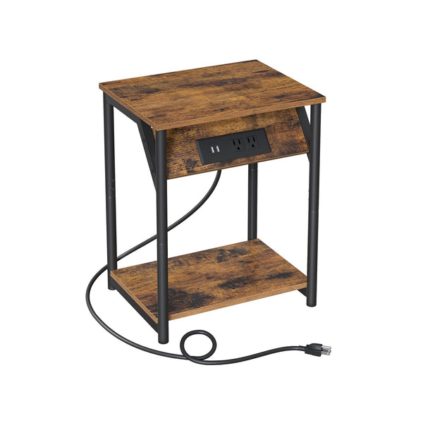 VASAGLE End Table with USB Ports and Outlets ULET371B01