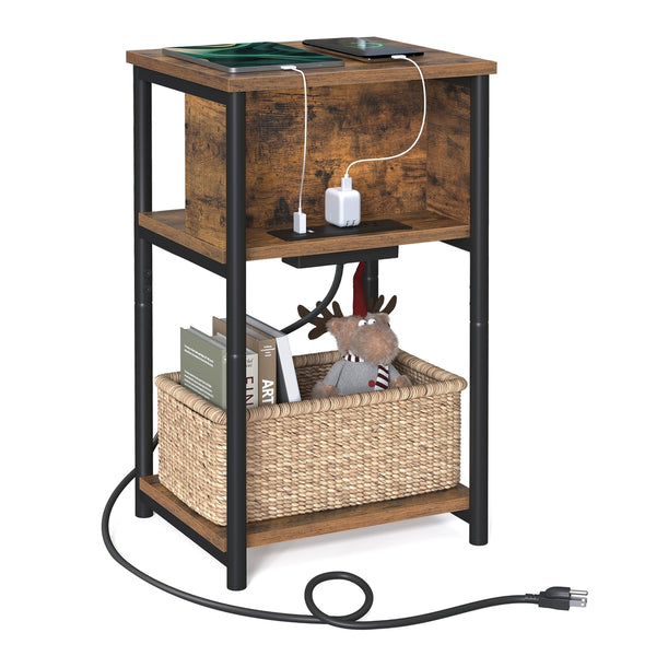 VASAGLE Side Table with Charging Station ULET373B01