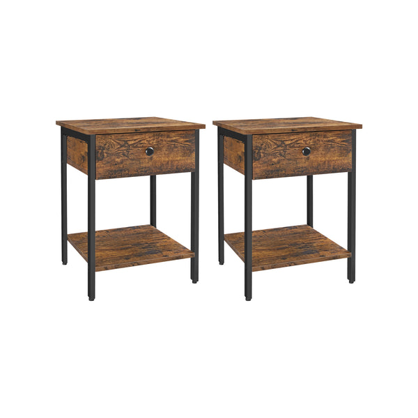 VASAGLE Set of 2 Industrial Nightstands with Drawer ULET506B01
