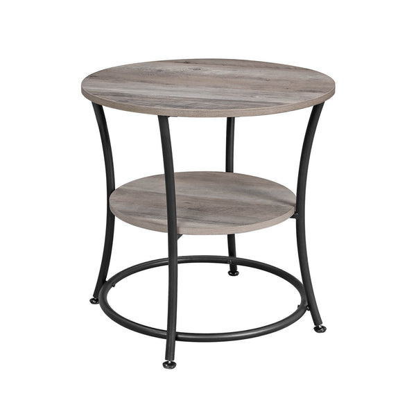 VASAGLE Round End Table with 2 Shelves ULET56BG