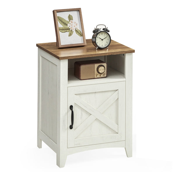 VASAGLE Liry Collection - Farmhouse Nightstand with Barn Door ULET609K41