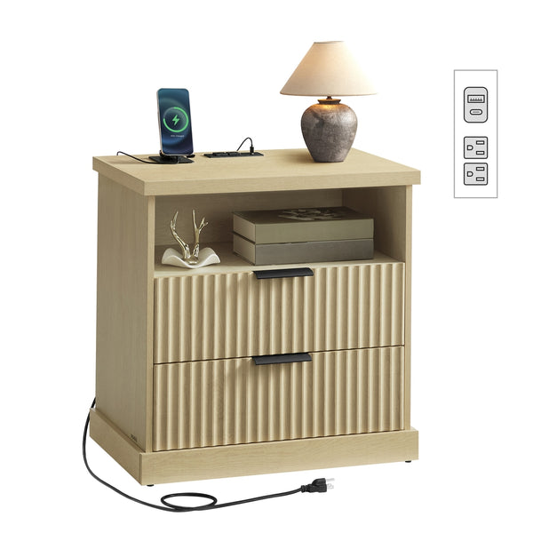VASAGLE MAXE Collection - Nightstand with Charging Station ULET626Y01S