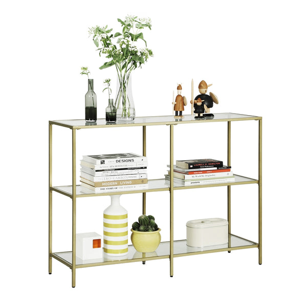 VASAGLE Modern Design Golden Glass Console Sofa Table ULGT27G