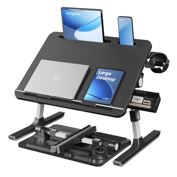 SONGMICS Foldable bed laptop desk with adjustable tilt and cup holder ULLD113BC01