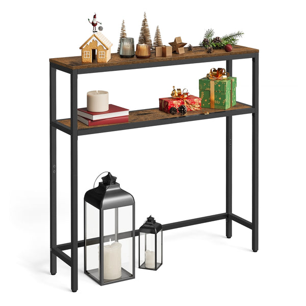 VASAGLE 2-Tier Sofa Table Narrow Entryway Table ULNT130K01