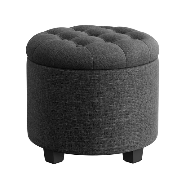 SONGMICS Linen Fabric Storage Ottoman ULOM011G01