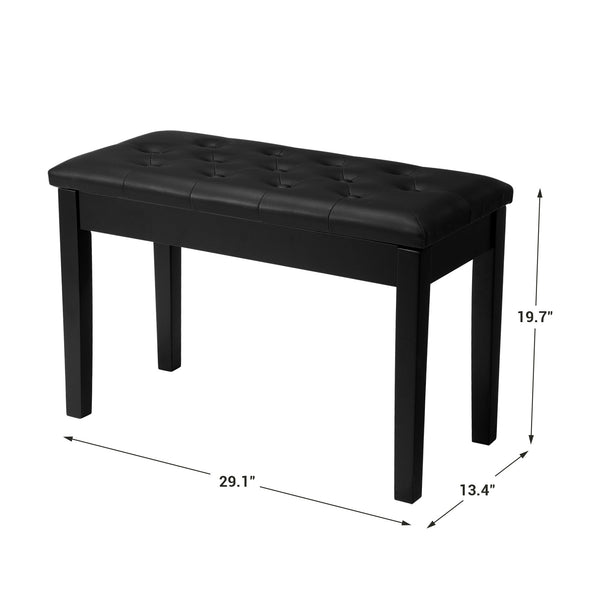 SONGMICS Duet Piano Bench with Padded Cushion and Storage Compartment ULPB074B01