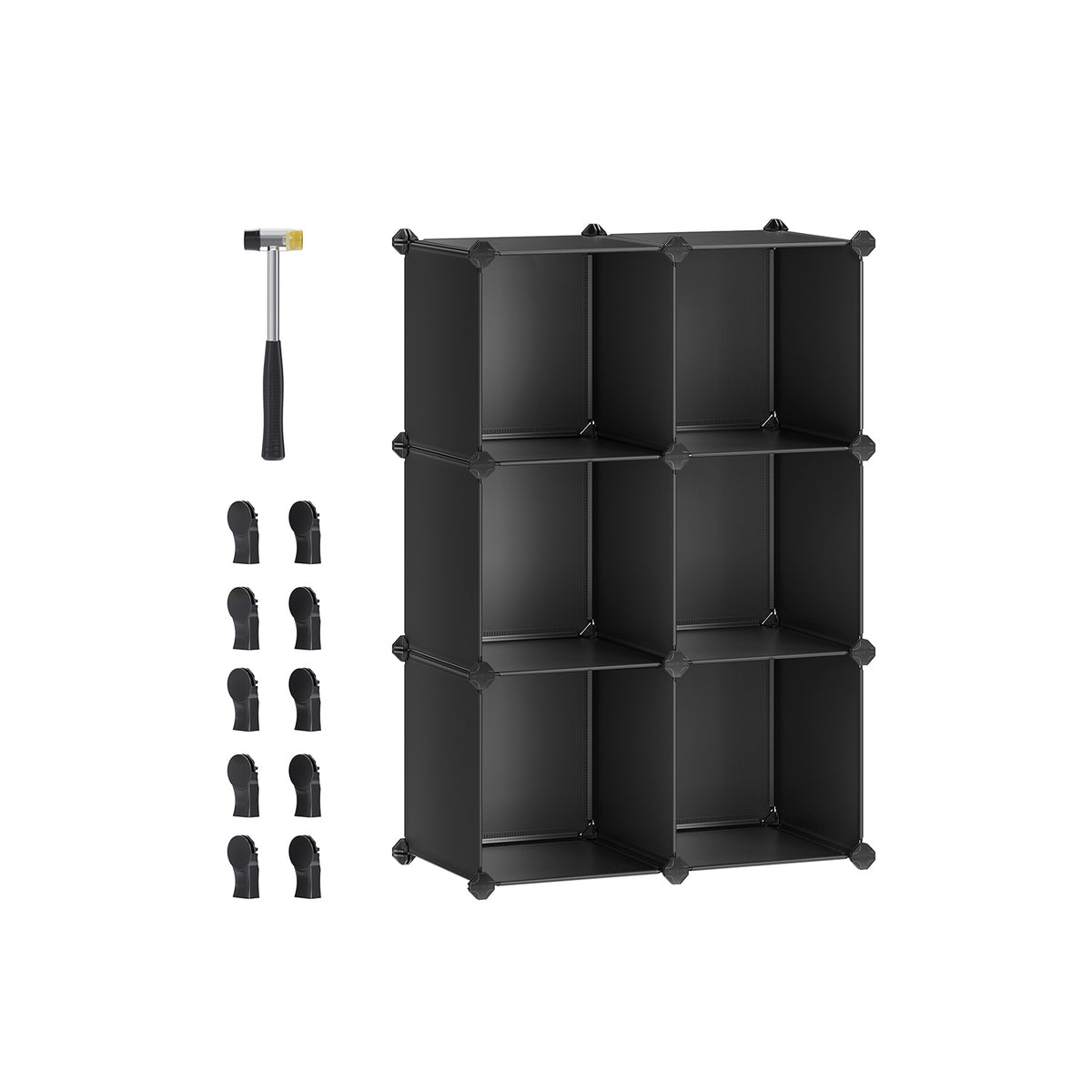 SONGMICS LSN63H Boekenkast, 6-kubussenrek, doe-het-zelf, traprek