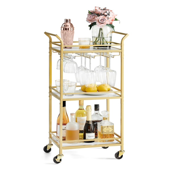 VASAGLE Small Bar Cart with 3-Tier Shelf ULRC101A01