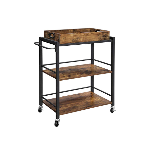 VASAGLE 3-Tier Industrial Bar Cart ULRC72X