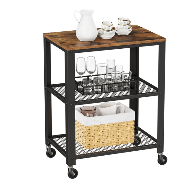 VASAGLE Rustic Kitchen Serving Cart ULRC78X