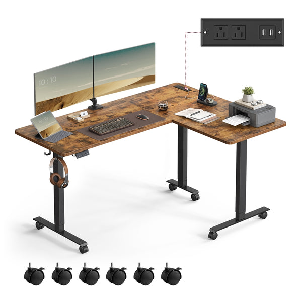 VASAGLE Corner Desk with Power Outlets ULSD242K01