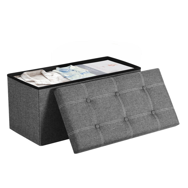 SONGMICS MAZIE Collection - Storage Ottoman Bench with Breathable Linen-Look Fabric ULSF001G01