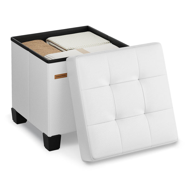 SONGMICS Faux leather cube storage ottoman with legs ULSF0512W02