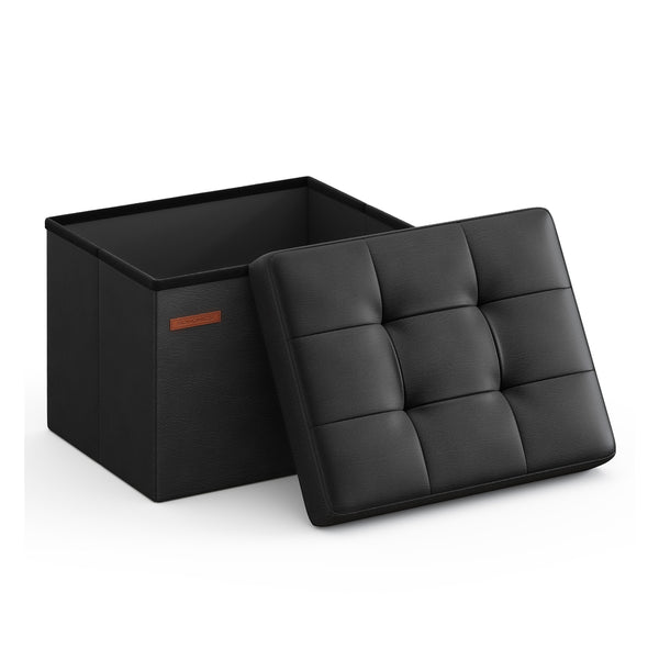 SONGMICS Folding Storage Ottoman Bench, Synthetic Leather ULSF100B01