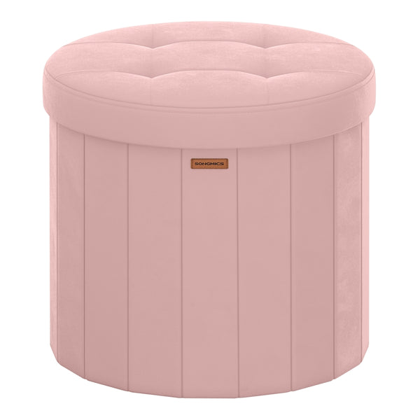 SONGMICS Round Storage Ottoman with Removable Lid ULSF608R01