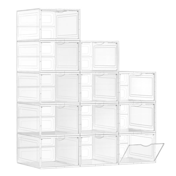 SONGMICS Clear Shoe Boxes, up to US Size 13 ULSP032W12