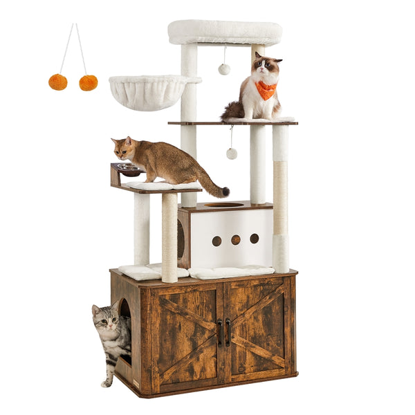 Feandrea 66.9-Inch Cat Condo with Food Stationr UPCT169K01